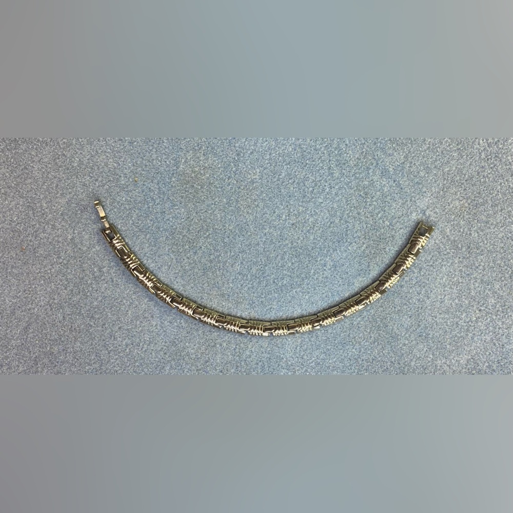 925 silver solid textured block link bracelet - Picture 2 of 10
